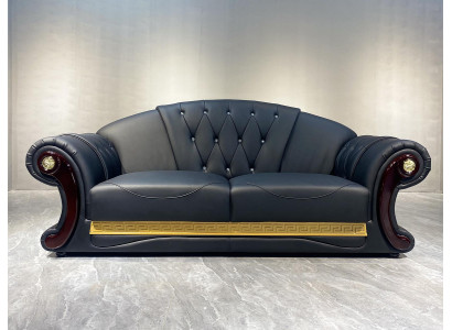 Chesterfield Sofa Baroque Couch Wood Leather Three-Seater Classic Sofas Furniture