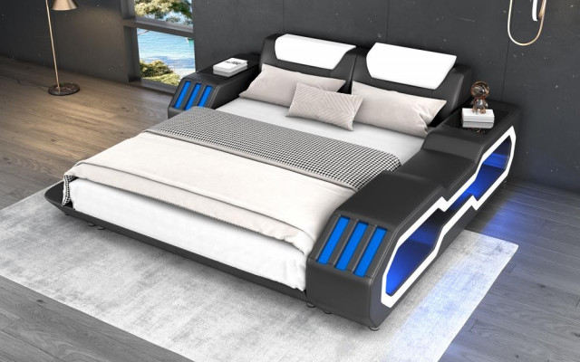 Luxury LED Beds Illuminated Bedroom Bed Leather Bed 180x200 Furniture