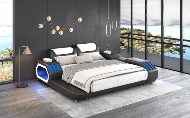 Luxury LED Beds Illuminated Bedroom Bed Leather Bed 180x200 Furniture