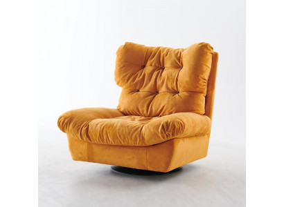 Designer Armchair Rotatable 1-Seater Yellow Upholstered with Ear Padding