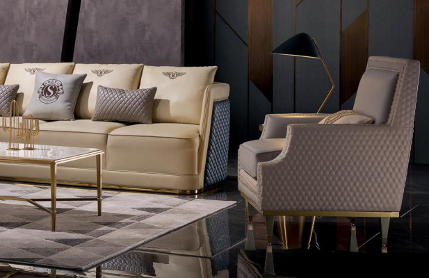 Classic leather L-shaped couch living landscape corner sofa modern set