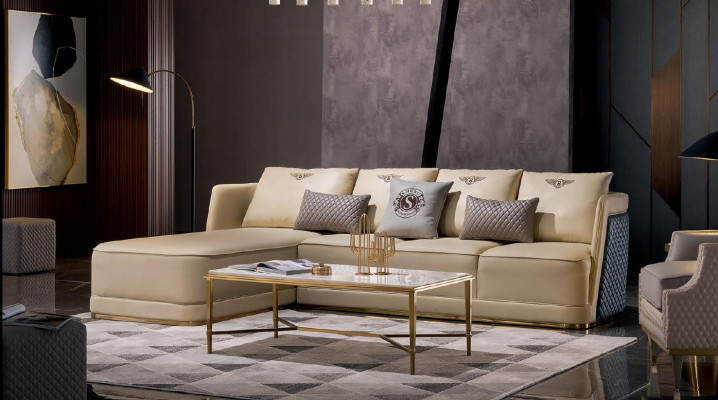 Living landscape corner sofa L-shape armchair set suite modern leather sofa