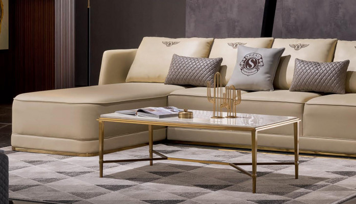 Living landscape corner sofa L-shape armchair set suite modern leather sofa