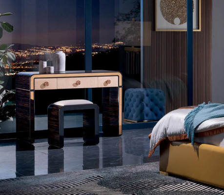 Bedroom bed set complete leather modern bed vanity table