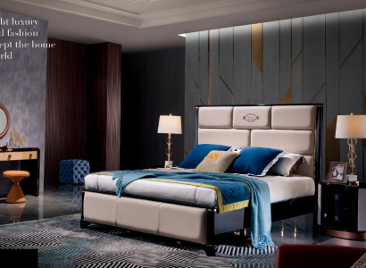 Bedroom Bed Nightstands 3-piece Set Design Luxury Beds Leather Double Bed