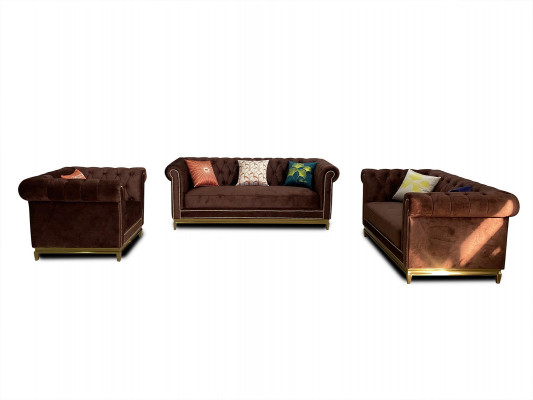 Chesterfield sofa set with metal luxury couch textile upholstery furniture