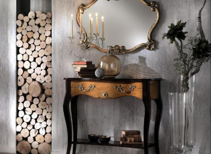 Console table furniture Baroque style mirror wood Italian tables set 2-piece set