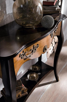 Console table furniture Baroque style mirror wood Italian tables set 2-piece set