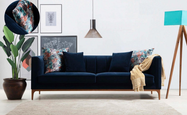 Three-seater sofa, 3-seater sofas, luxury seat, fabric, modern style, textile couches, furniture
