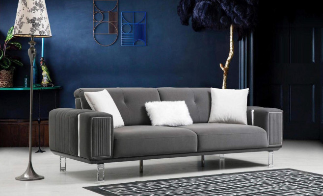 Luxury Sofa Design Three-Seater Modern Couch Gray Sofas Furniture Upholstery Loft New