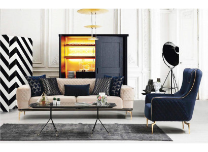 Set sofa suite sofa sofas 3+1 seater armchair fabric wood modern polyester