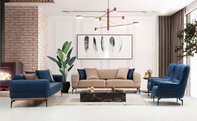 Design three-seater modern couch blue couches luxury sofa furniture upholstery loft new