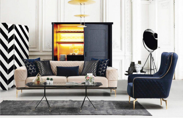 Armchair Wingback Chair Luxury 1-Seater Upholstered Seat Designer Textile Seat Fabric Modern