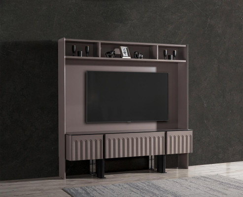 Brown living room wall unit TV wall designer wood furniture living room decor RTV