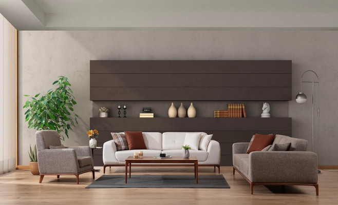 Luxury Sofa Set 2x Sofas 3-Seater 1-Seater Modern 3-Piece Set Modern