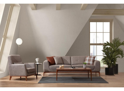Luxury Sofa Set 3-Seater Armchair Fabric Modern Gray Modern Set New