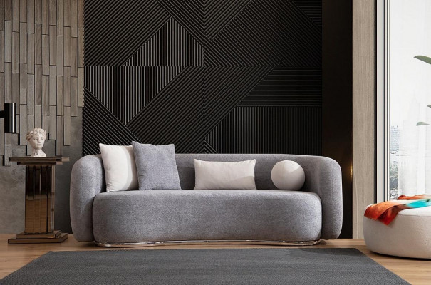Modern design gray couch sofa 4-seater upholstered sofa furniture ottoman new