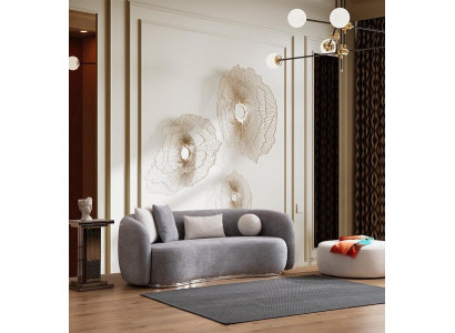 Sofa 4-seater padded sofa gray fabric seat design fabric modern couch sofas