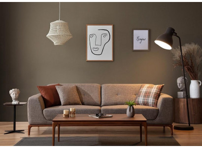 Sofa 3-Seater Upholstered Sofa Gray Textile Seat Design Fabric Modern Couch Sofas