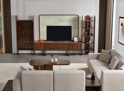 6-piece living room set by Braun: Wall unit + coffee table and side table, new