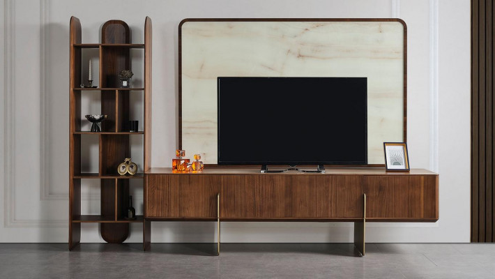 3-piece living room set modern bookcase TV lowboard and TV frame new