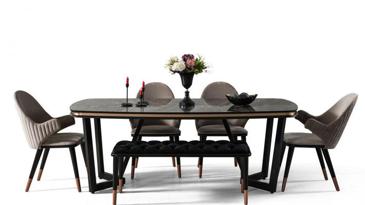 Luxurious dining room set consists of dining table and 4x chairs novelty 5-piece.