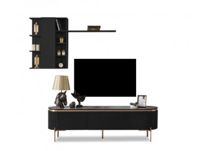 Luxurious 2-piece living room set TV lowboard and wall cabinet with shelf