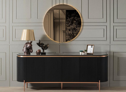 2-piece dining room set consists of luxurious black sideboard and mirror