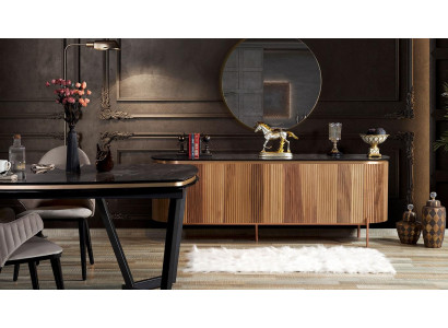 Stylish dining room set consists of sideboard and mirror novelty 2-piece.