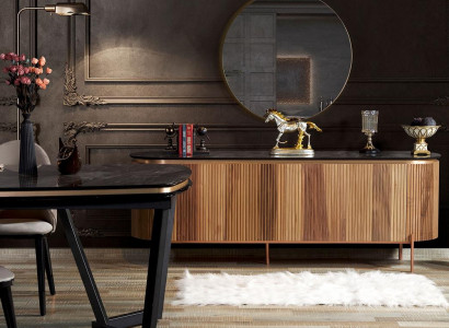 Stylish dining room set consists of sideboard and mirror novelty 2-piece.