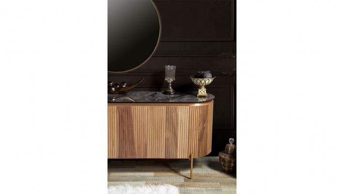 Stylish dining room set consists of sideboard and mirror novelty 2-piece.