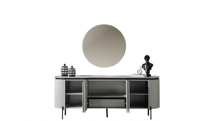 Stylish dining room set consisting of a sideboard and mirror, white color, 2 pieces.
