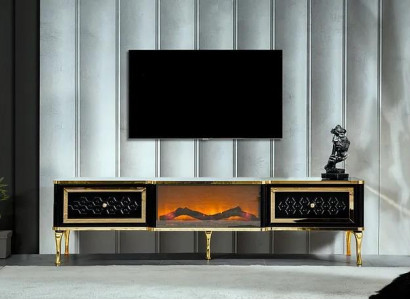 TV sideboard black dresser imitation fireplace stylish living room furniture
