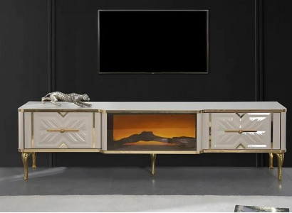 Living room sideboard white + gold fireplace luxury RTV lowboard exclusive