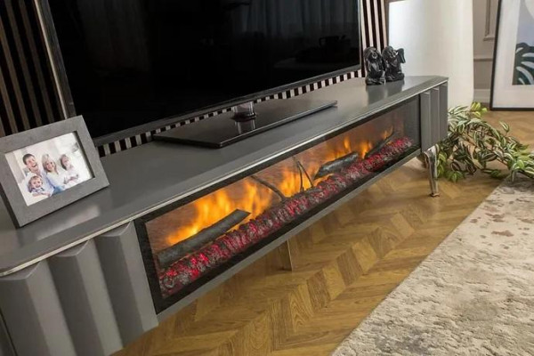 High-quality TV sideboard fireplace MDF metal gray color new living room