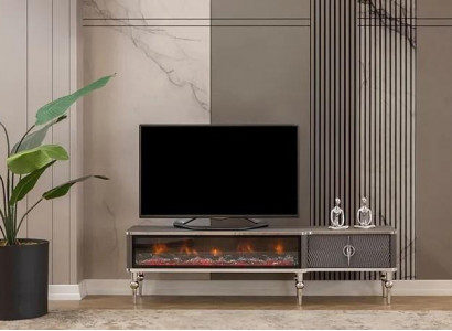 TV sideboard fireplace metal wood MDF chipboard luxury furniture new white RTV