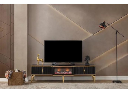 Black TV lowboard new luxurious furniture MDF-metal for living room