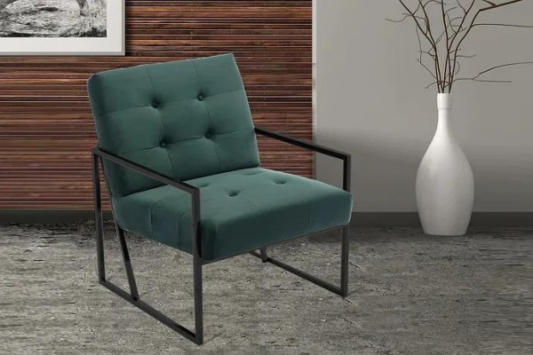 Dark green armchair living room textile + metal legs luxury furniture new