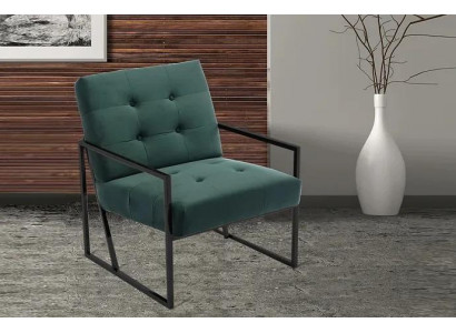 Dark green armchair living room textile + metal legs luxury furniture new
