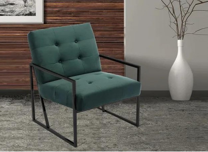 Dark green armchair living room textile + metal legs luxury furniture new