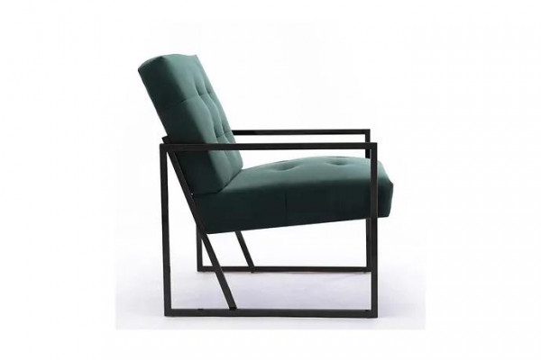 Dark green armchair living room textile + metal legs luxury furniture new