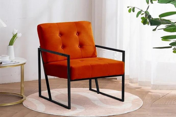 Orange armchair living room luxury furniture high-quality metal legs textile new