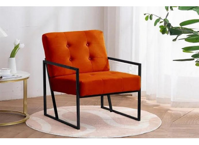 Orange armchair living room luxury furniture high-quality metal legs textile new