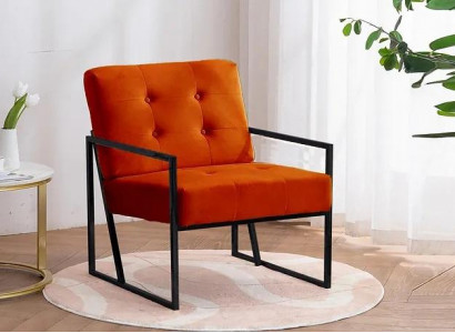 Orange armchair living room luxury furniture high-quality metal legs textile new