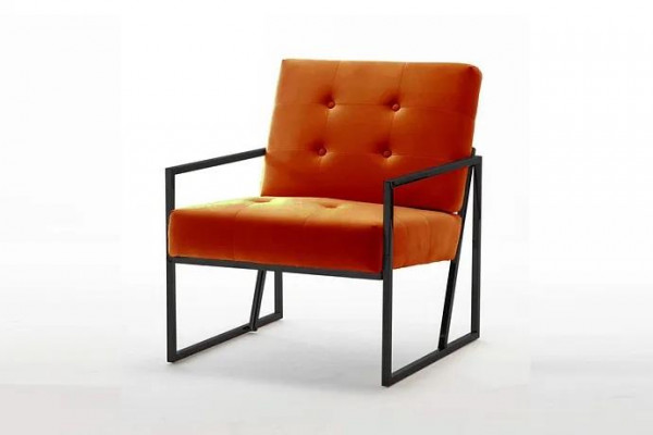 Orange armchair living room luxury furniture high-quality metal legs textile new