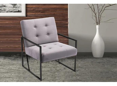Living room armchair purple color metal legs textile 1-seater Chesterfield