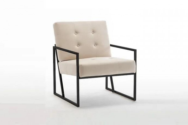 Beige textile armchair living room 1-seater relax metal legs dining room