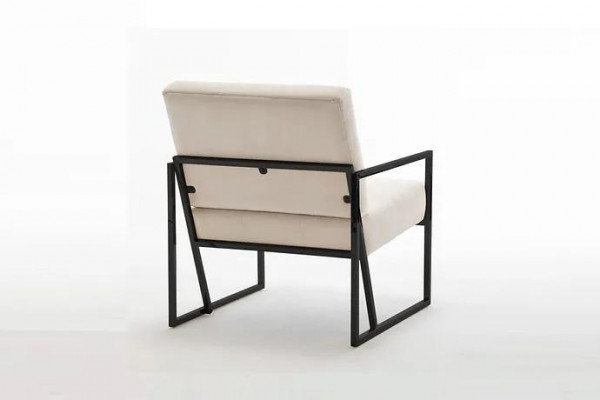 Beige textile armchair living room 1-seater relax metal legs dining room