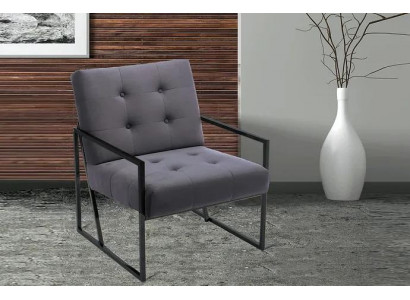 Gray Chesterfield Armchair Wood Frame Luxury Living Room Furniture 1-Seater