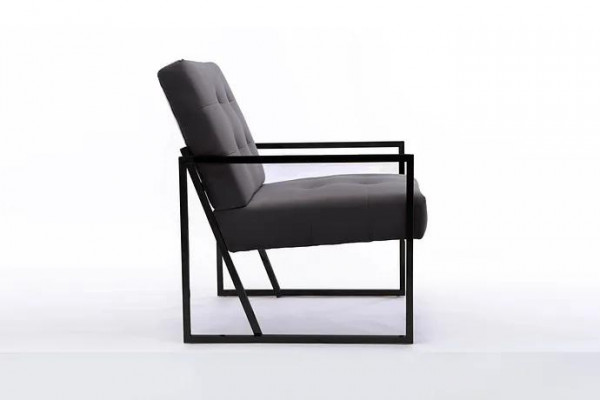 Gray Chesterfield Armchair Wood Frame Luxury Living Room Furniture 1-Seater
